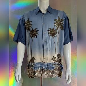 HOLLIS RIVER Men's Blue Tropical Shirt LARGE